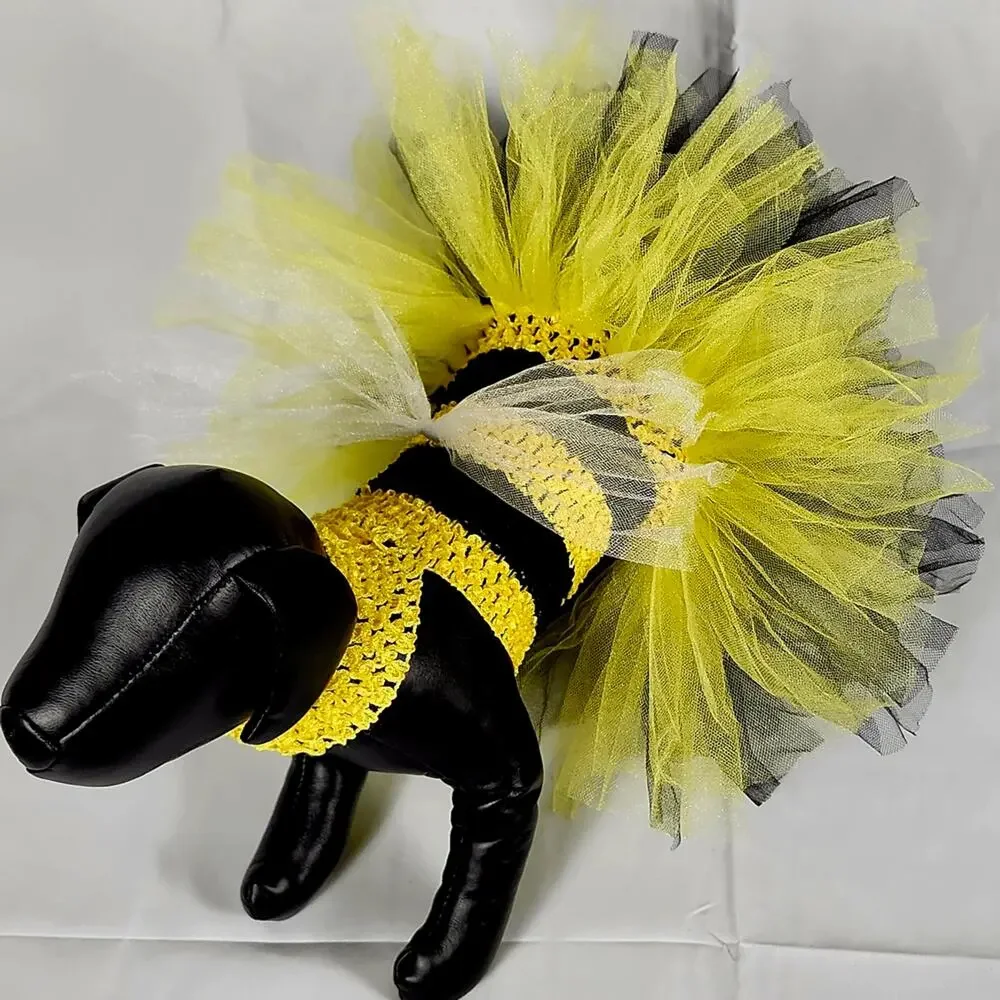 Handmade Bumblebee Pet Tutu Dress – Small Dog Costume NWT Yellow/Black